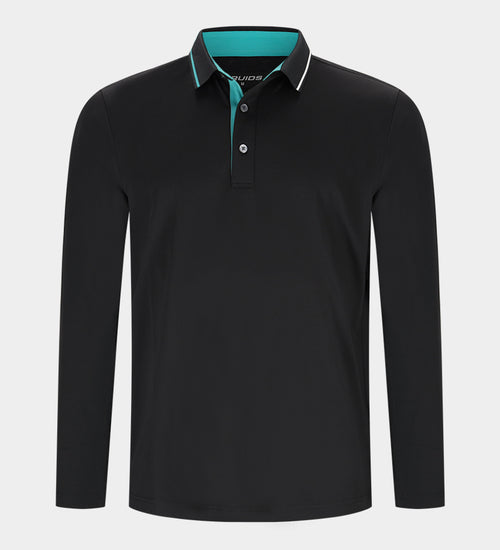 BAND LONG SLEEVE POLO - ZWART