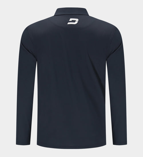 BLOCK PIQUE LONG SLEEVE POLO -MARINO/BIANCO