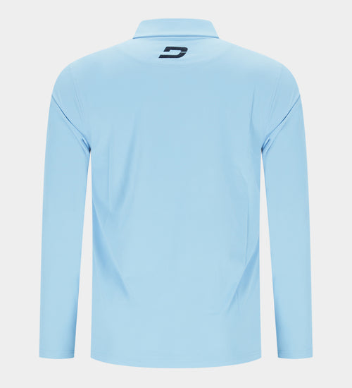 BLOCK PIQUE LONG SLEEVE POLO -BLUE/NAVY