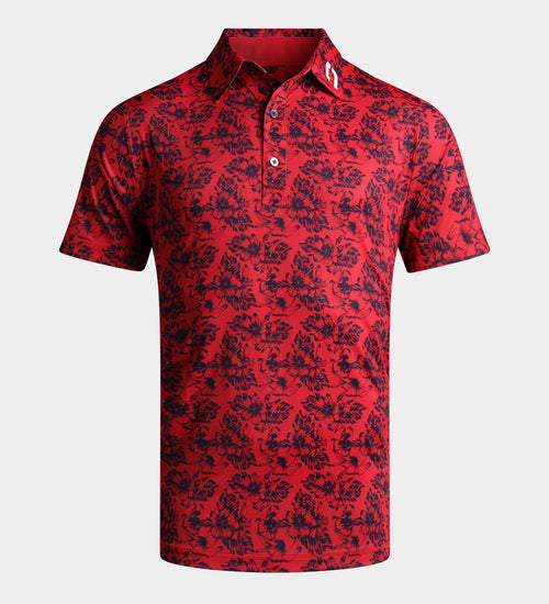 FLORAL TECH POLO - ROSSO