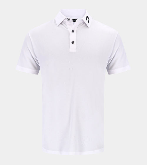 Men's Honeycomb Polo Shirt in White | Geometric Design | Druids