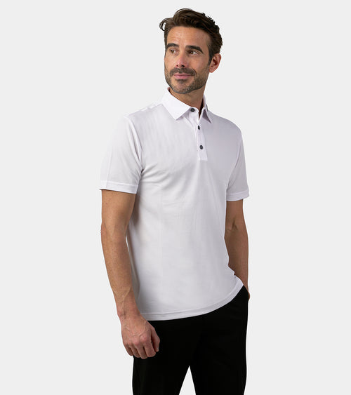 Men's Honeycomb Polo Shirt in White | Geometric Design | Druids