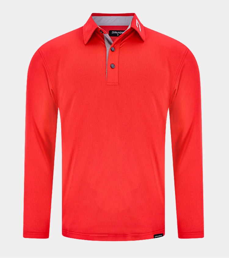 long sleeve red polo mens