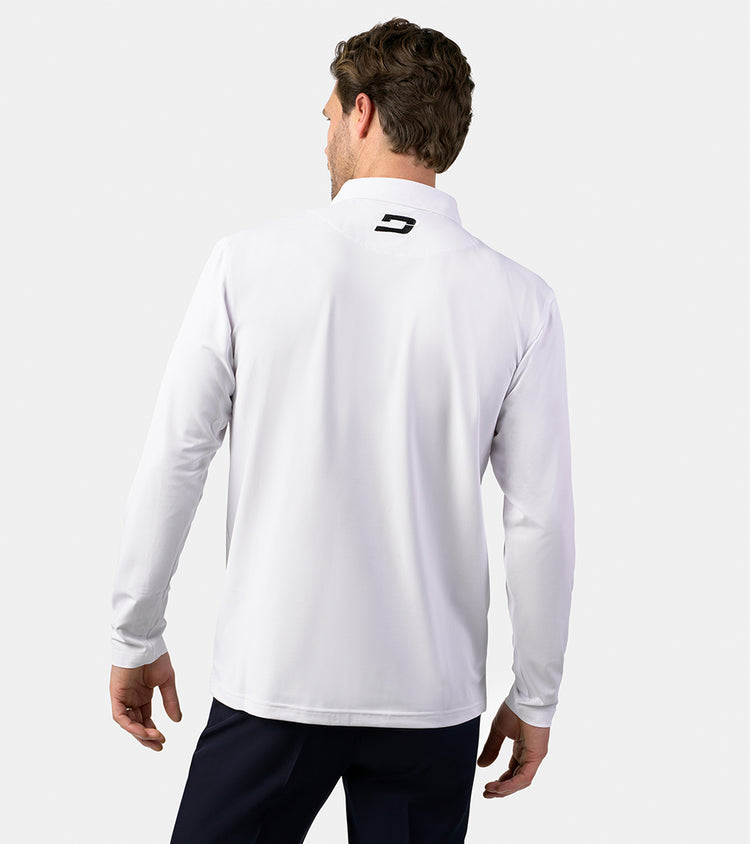 Men's Long Sleeve Tour Polo In White | Brave Every Climate | Druids