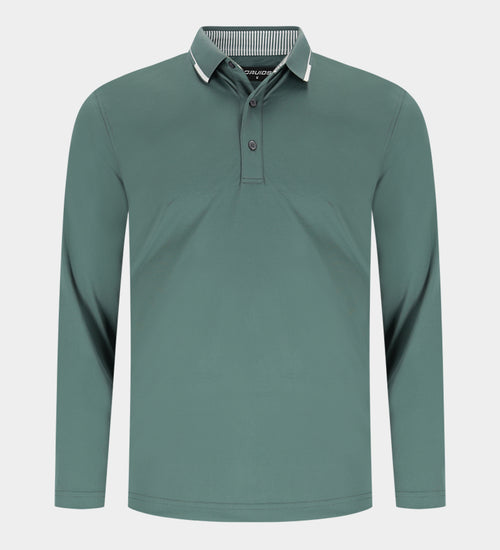 LEADER LONG SLEEVE POLO - SAGE/WHITE