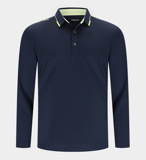 LEADER LONG SLEEVE POLO - NAVY/LIME