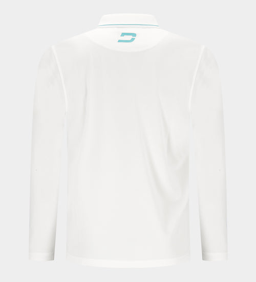 LEADER LONG SLEEVE POLO - WHITE/TEAL