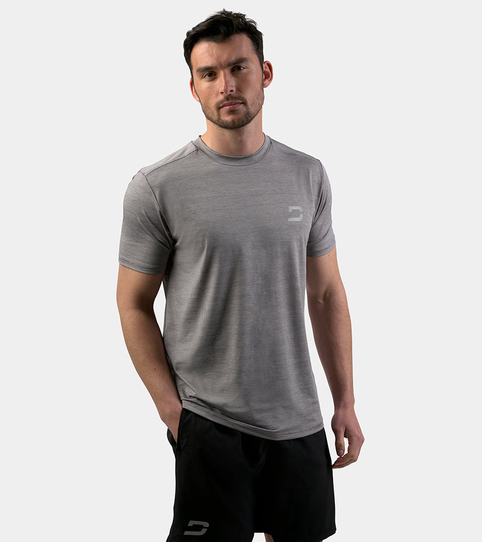 Men's Flek Stretch Sports T-Shirt In Grey | Quick Drying | Druids