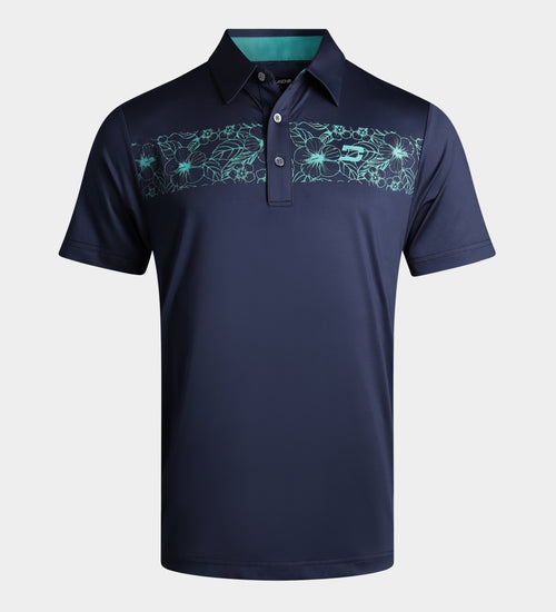 FLORAL PANEL POLO - NAVY