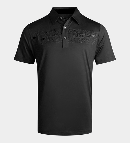 FLORAL PANEL POLO - BLACK