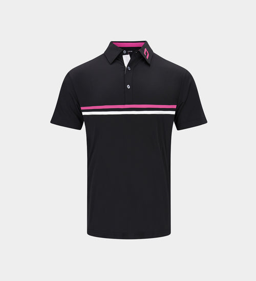 KIDS STRIPE PERFORMANCE POLO BLACK