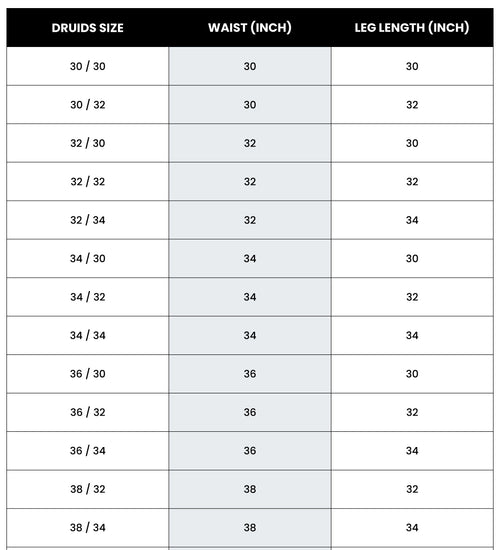 SIZE CHARTS