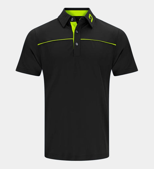 BLOCK PIQUE POLO - BLACK