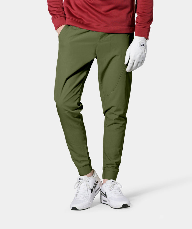 Men s Luxe Golf Joggers in Khaki Winter Joggers Druids