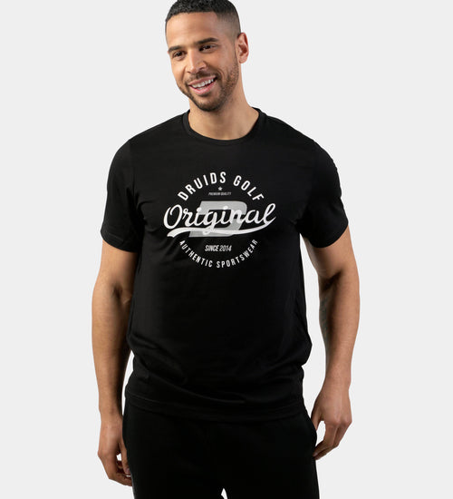 MEN'S VARSITY T-SHIRT - ZWART