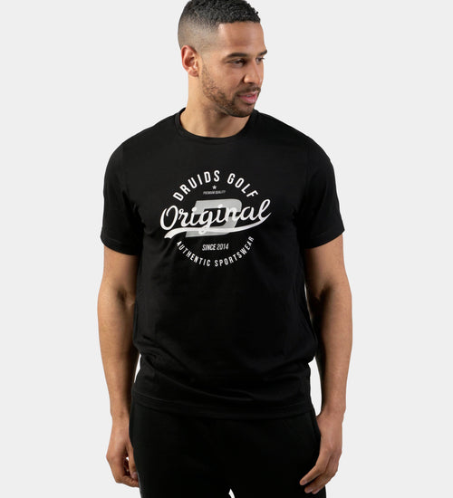 MEN'S VARSITY T-SHIRT - ZWART