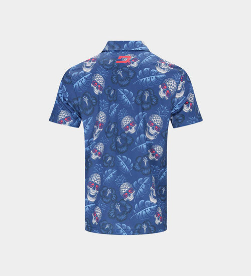 KIDS PINAPPLE SKULLS POLO - NAVY/CORAL