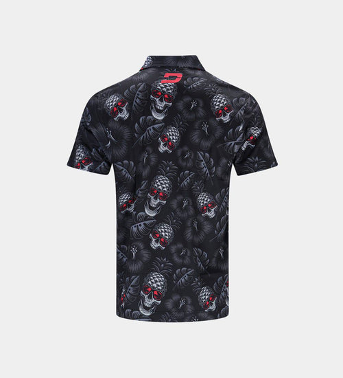 KIDS PINEAPPLE SKULLS POLO - BLACK/PINK