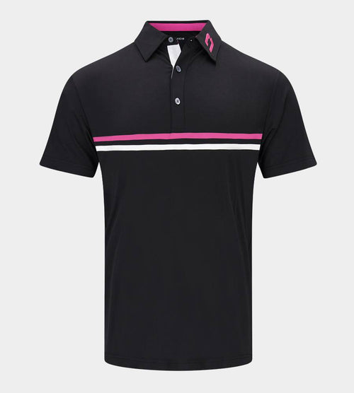 STRIPE PERFORMANCE POLO PINK BLACK